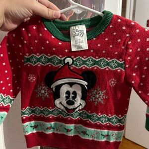 Disney Festive Red and Green Mickey Mouse Sweater